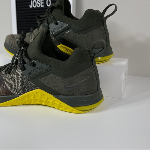 NIKE METCON FLYKNIT 3 SEQUOIA BRIGHT CITRON MENS WEIGHTLIFTING TRAINING SHOES SI - Picture 10 of 10